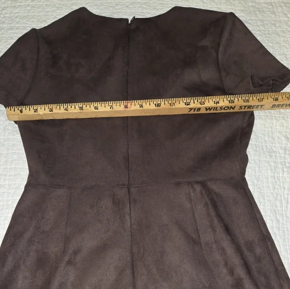 Calvin Klein Faux Suede O Ring A Line Midi Dress Womens Size 6 Chocolate Brown - Picture 8 of 11